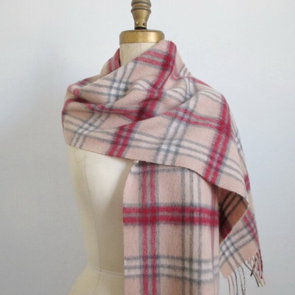 Pink Plaid Lambswool Scarf Edinburgh Like New - Picture 5 of 5
